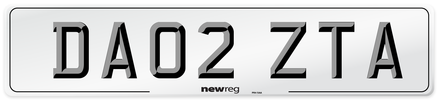 DA02 ZTA Number Plate from New Reg